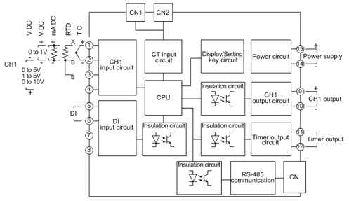 WCL-13A Terminal arrangement (Timer spec)